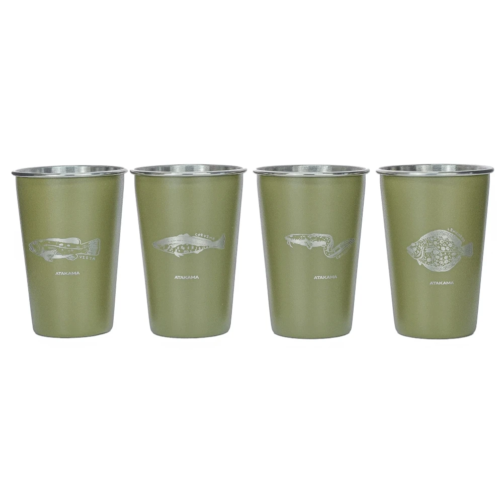 Set de 4 Vasos Acero Verdes Peces Chilenos 480 ml, Atakama - Imagen 2