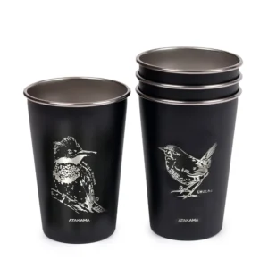 Set de 4 Vasos Acero Negro Aves Chilenas 480 ml, Atakama