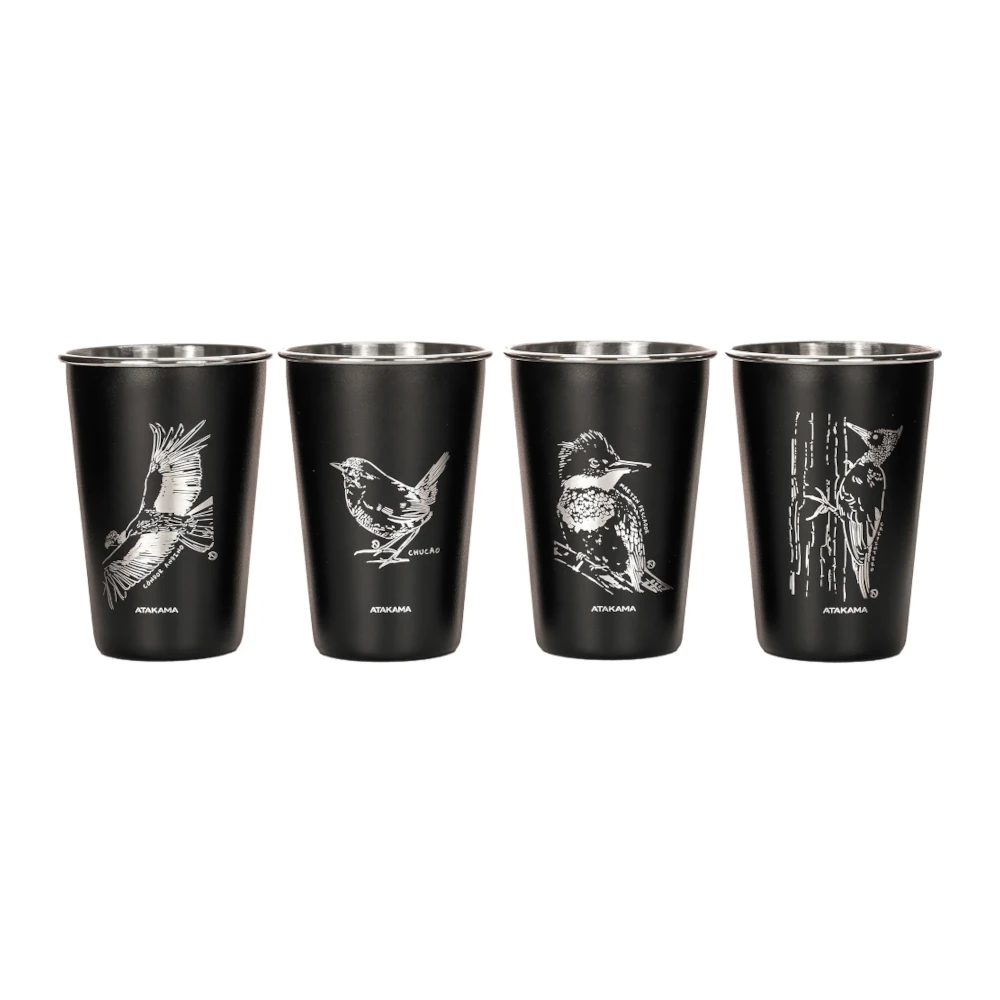 Set de 4 Vasos Acero Negro Aves Chilenas 480 ml, Atakama - Imagen 2