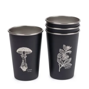 Set de 4 Vasos Acero Flora Chilenas 480 ml Negro, Atakama